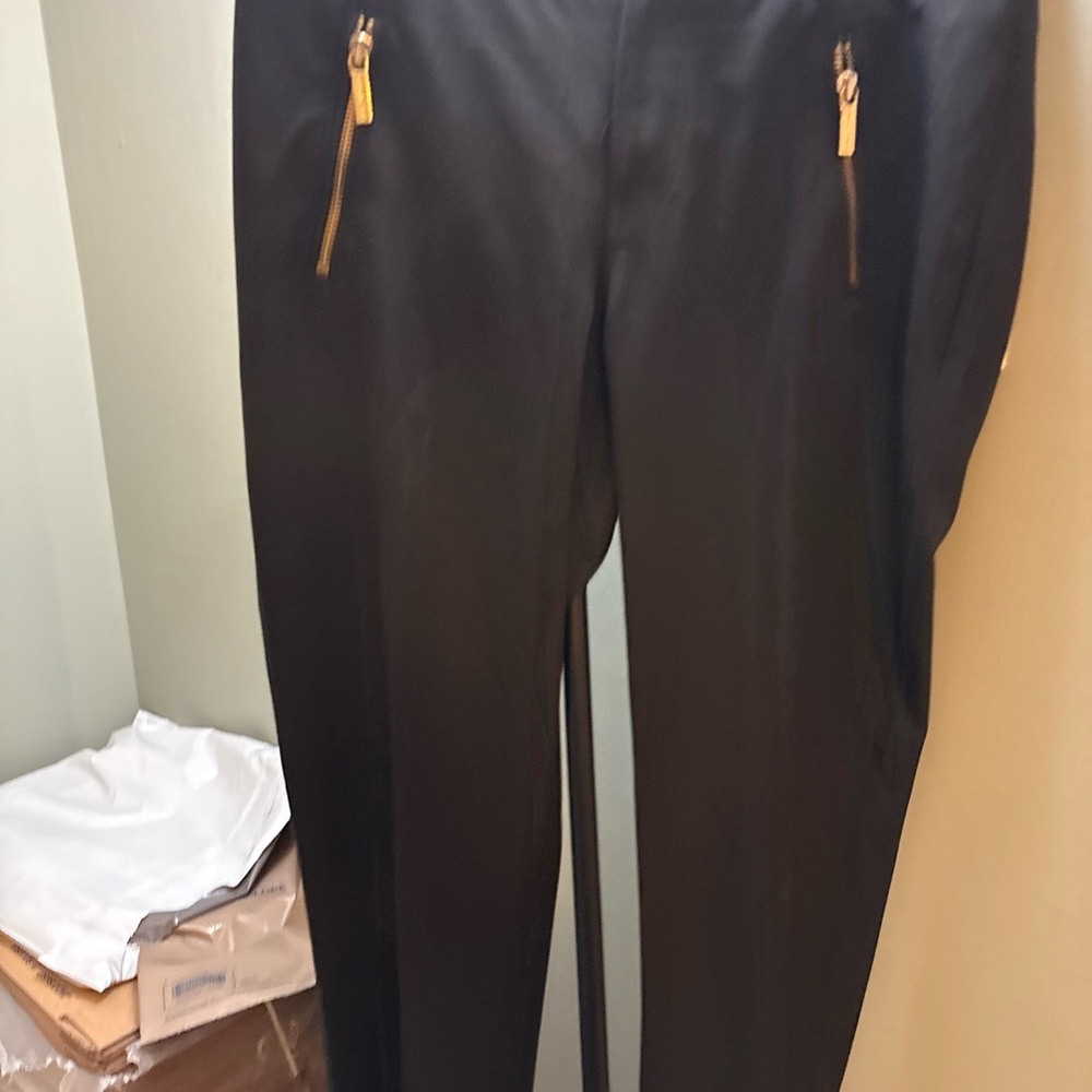 Michael Kors Black Pants with Gold Zippers